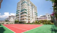 tennis court and exterior of the building