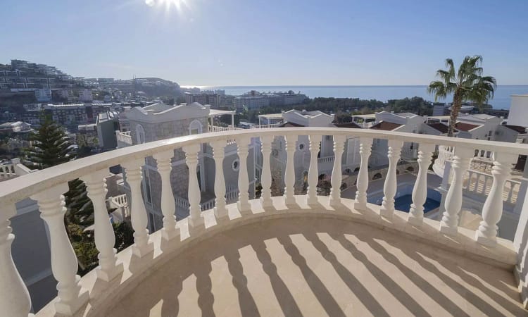 balcony and sun and sea view