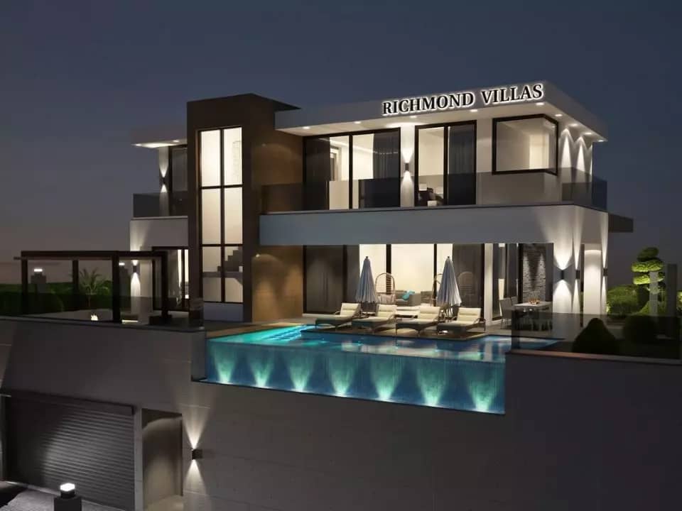 villa night time